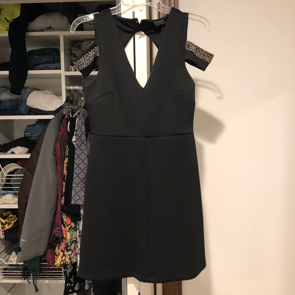 Topshop Black Beaded Sleeve Dress - Picture 2 of 4